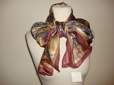 ROBERT LEE MORRIS SCARF GRAY ROSE STAR FISH FLOWERS NEW  