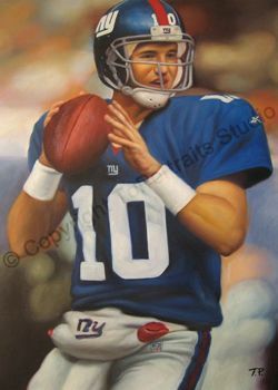 Original Framed Painting   Eli Manning New York Giants  