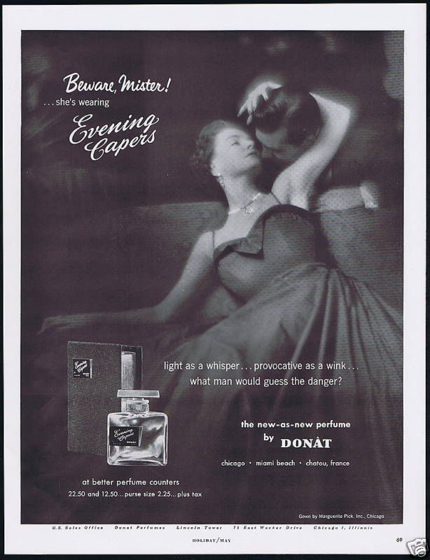 1954 Donat Evening Capers Perfume Vintage Print Ad  