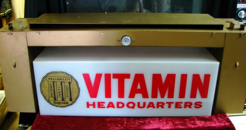 VINTAGE SQUIBB VITAMINS ADVERTISING LIGHTED SIGN  