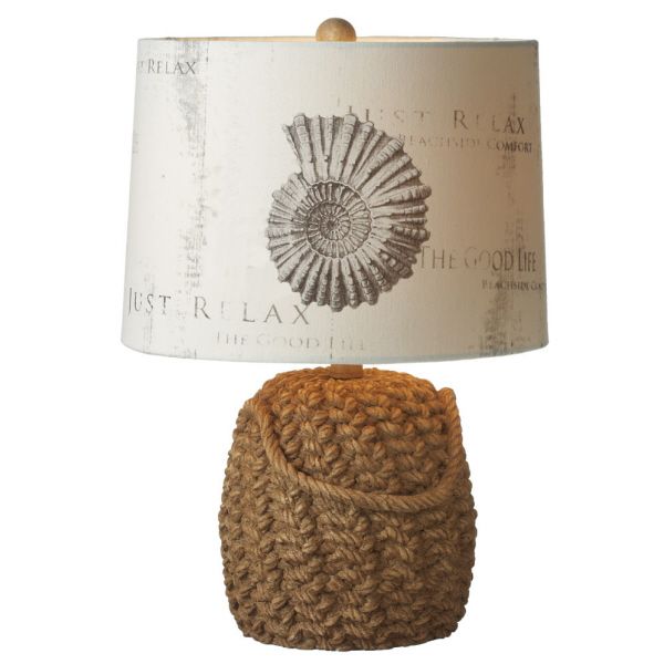 CBK Pair of Nautical Rope Lamps with Nautilus Shell Shade 647653 