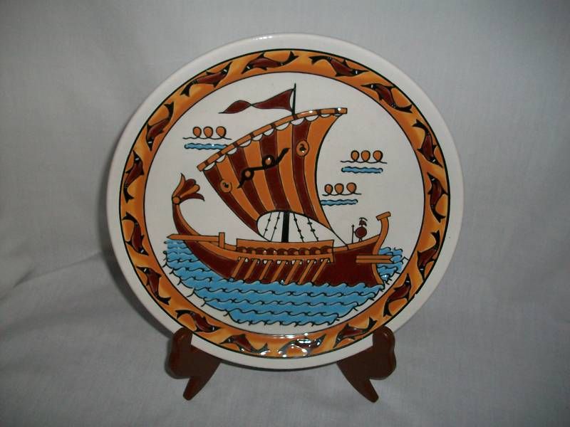 KERAMIKOS HAND PAINTED GREECE PANDORA CERAMICS PLATE  