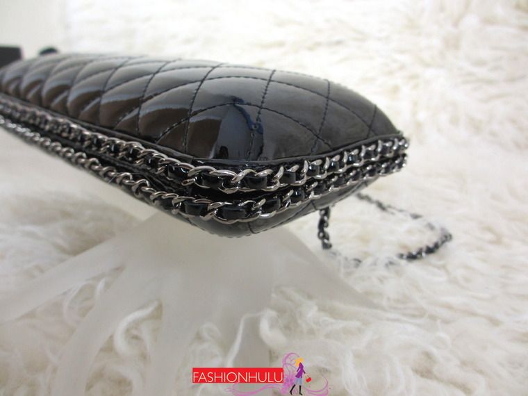 Authentic 2011 CHANEL Chain Embellished Quilted Clutch Handbag  