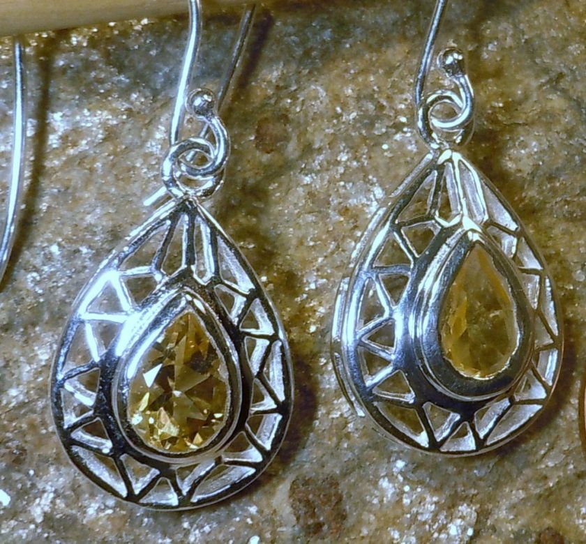 New Jewelry Sterling & Citrine Pear Gemstone Earrings  