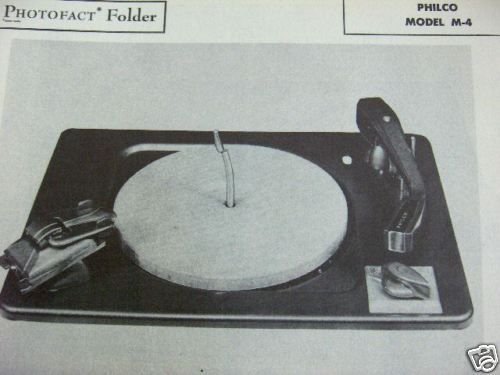 PHILCO M 4 RECORD CHANGER TURNTABLE PHOTOFACT  