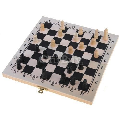 Wooden Foldable Chessboard Ivory Chess Pieces Chessmen  