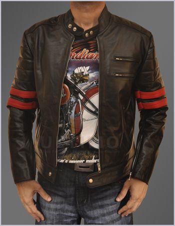 Hybrid Mayhem Punk Fight Club Motorcycle Retro Real Leather Jacket in 
