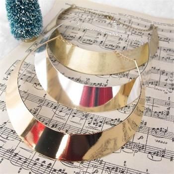 Womens Gold tone Curved Mirrored Metal Choker Collar Mottled Bib 