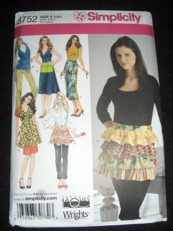 Ruffle Half Aprons 6 New Simplicity 3752 Pattern Sizes 10 20 