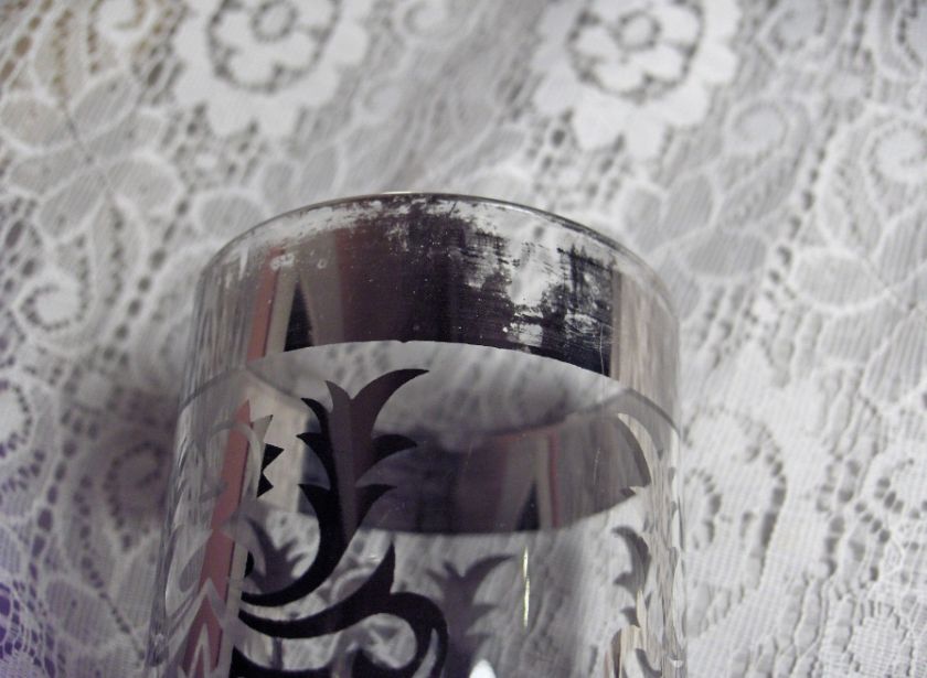 Vintage Kimiko Glasses Tumblers Silver Rim Crest Knights Helmet 