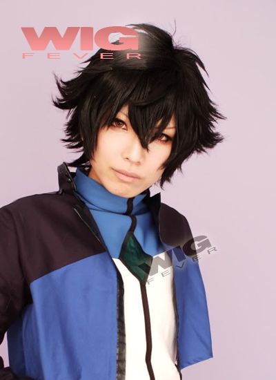 Anime Cosplay Short Black Layered Hair Wig  