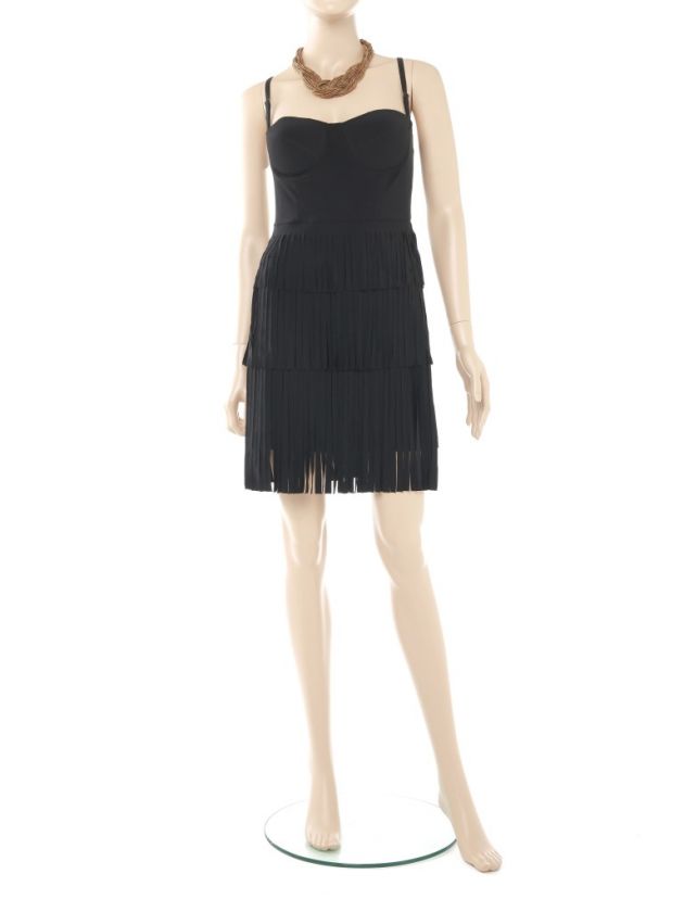 Fringe Jersey Dress Party Dress Club Dress Black  