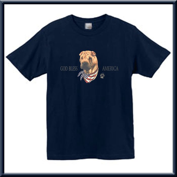 God Bless America Shar Pei US Flag Shirt S 2X,3X,4X,5X  