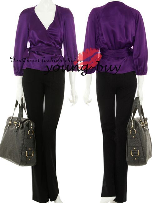 Colored Wrap Satin blouse US Sz4 6 8 10 12 14 w1318  