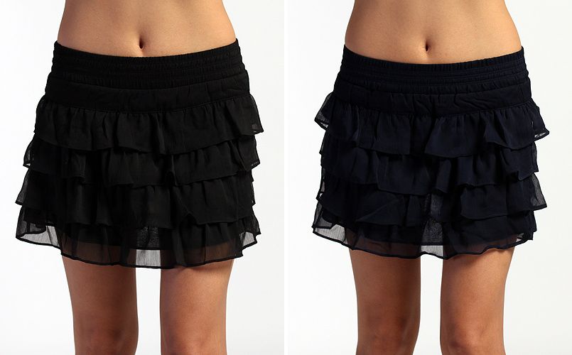   Ruffle Chiffon Flirty MINI SKIRT Romantic Compy Stylish NEW  