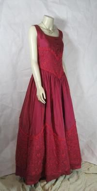 Long Vintage Ball Gown Evening Dress Pure Silk    