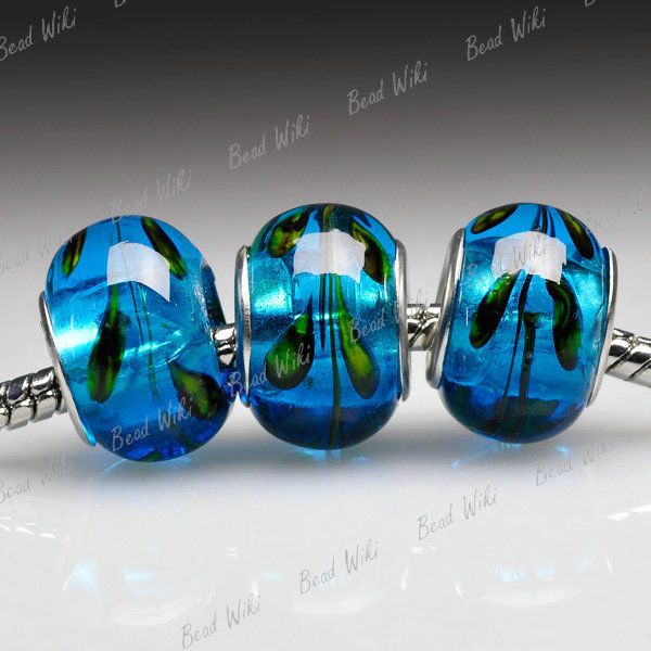 Blue Murano lampwork Glass Bead Fit European Charm Bracelet Necklace 