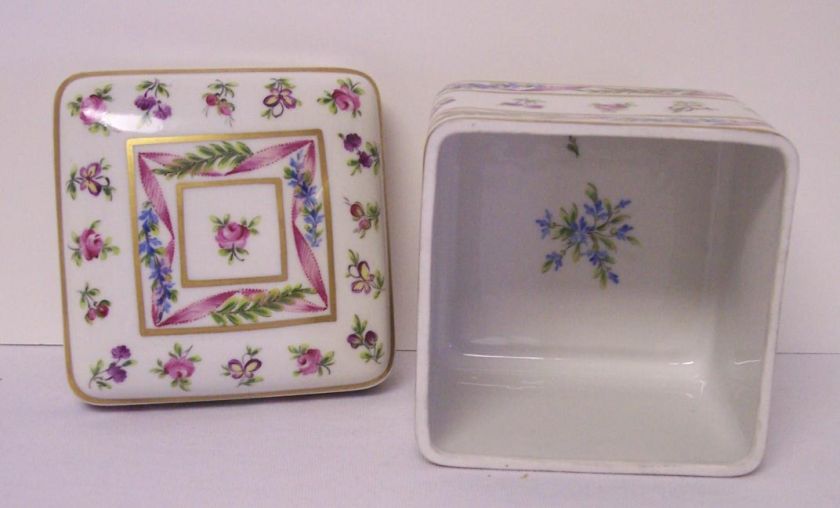 Le Tallec Limoges Tiffany Box Ruban Ribbon Rose HTFSize  