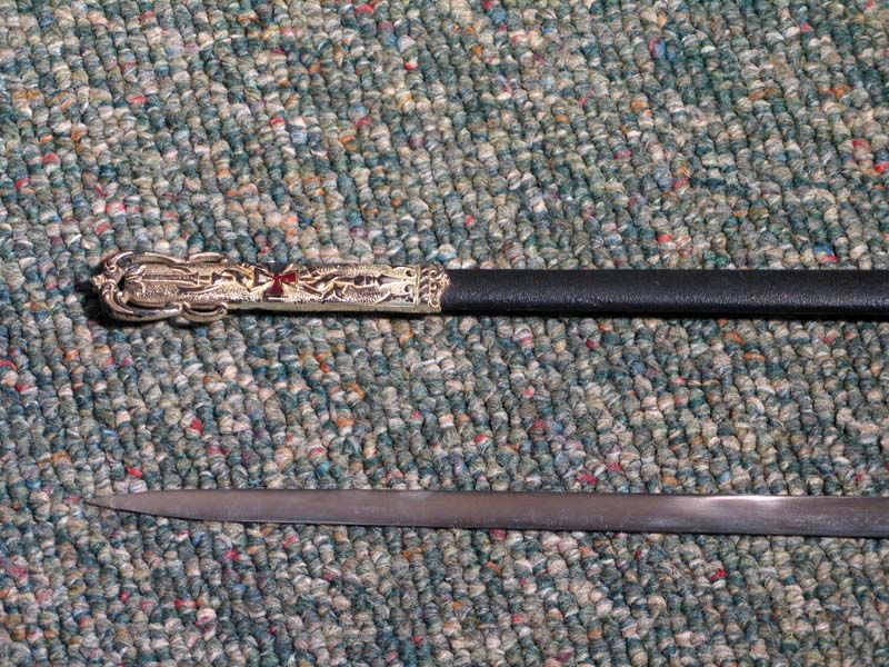 Antique Knights Templar Masonic Sword Skull & Crossbones, Wood Handle 