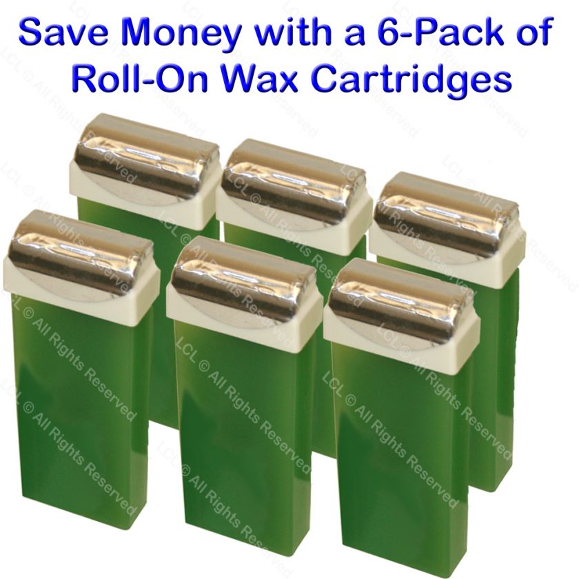 SIX (6) ROLL ON ALOE SCENT HAIR REMOVAL WAX CARTRIDGE SKIN CARE SALON 