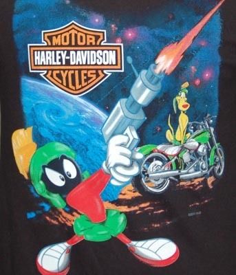 Harley Davidson Looney Tunes Mens Black Marvin the Martian War T Shirt 