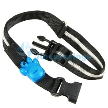 Amazing Flashing Blue LED Dog Pet Nylon Safety Collar  