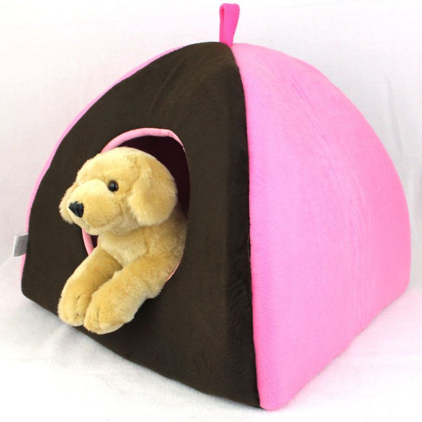 Pet Dog Puppy Cat Soft and Warm Play Pad House Bed Brown/Pink  
