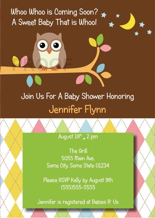 Whoo Loves You OWL printed BABY SHOWER INVITATION BIRTHDAY ANNIVERSARY 