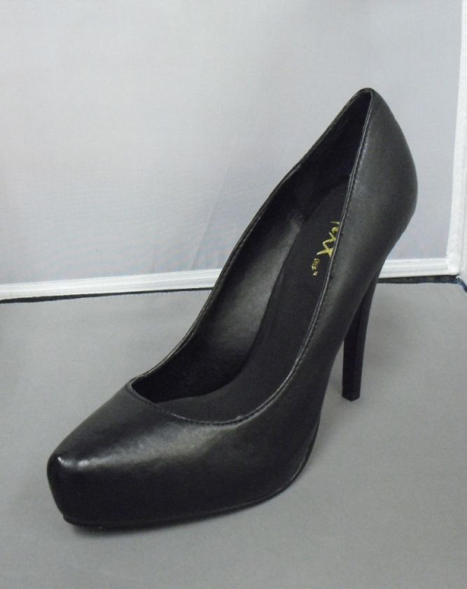 MIXX LAURA 01 FAUX LEATHER BLACK PLATFORM PUMP  