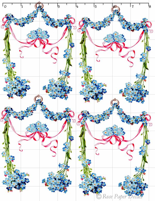 Vintage Style Shabby Forget Me Nots Frame Chic Decals  