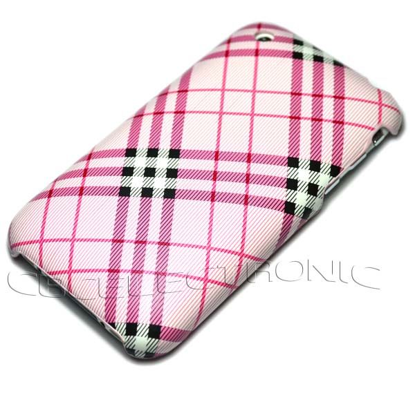 Pink leather Hard case cover for Iphone 3g 3gs TP015  