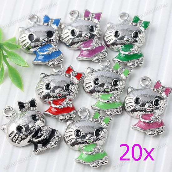   Cute Alloy Hellokitty Dangle Charms Pendant Beads Findings  