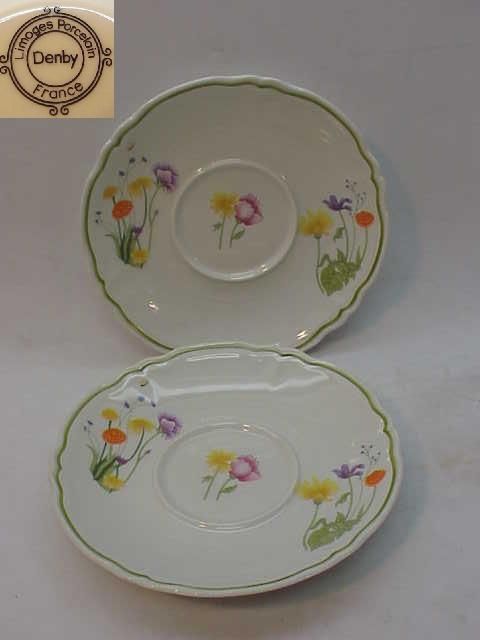 VINTAGE DENBY LIMOGES CHINA~ENGLISH GARDEN~2 SAUCERS  