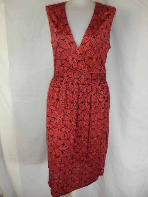 NIEVES LAVI NEW YORK BLACK & RED SILK JERSEY DRESS 12  