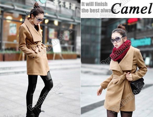   New Womens Woolen Fabric Wide Lapels Coats Jackets Fashion  