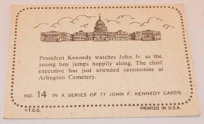 1960 S JFK John F Kennedy TCG GUM TRADING CARD #14  