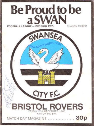 SWANSEA CITY v BRISTOL ROVERS 26 DEC 1980 PROGRAMME  