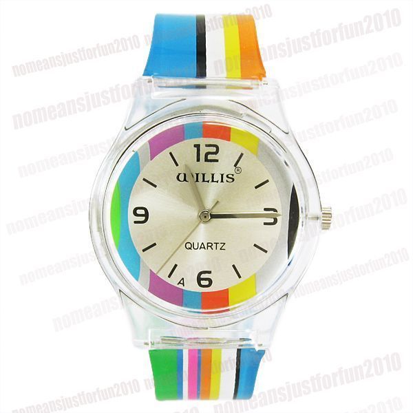 Lovely Colourful Band Girls Quartz Wrist Watch M494W  