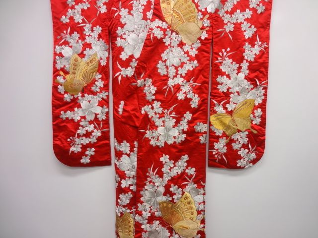 45868# KIMONO SILK / VINTAGE RARE WEDDING UCHIKAKE / EMBROIDERY 