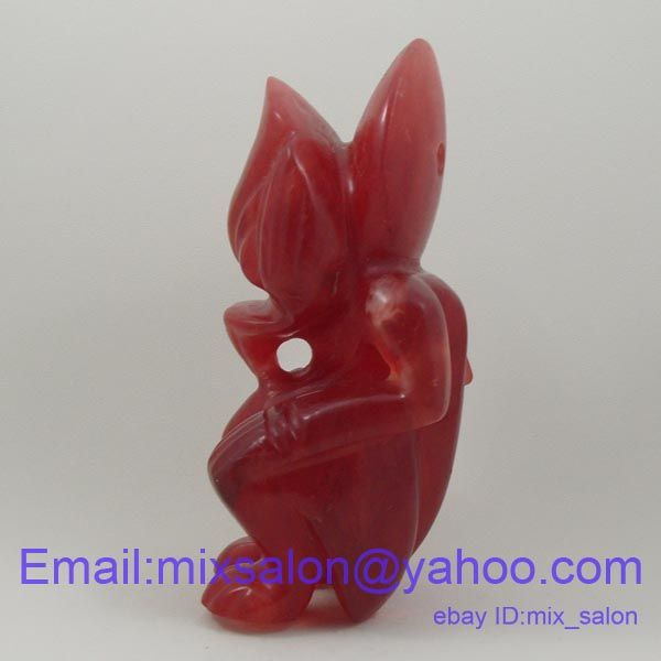 J665_Chinese Hongshan Red Crystal Statues Carving  