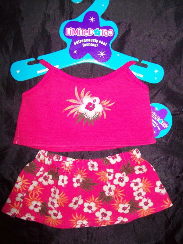 BUILD A BEAR LIMITED TOO TANK SKIRT HIBISCUS NEW  