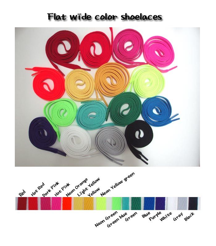 Flat wide athletic shoelaces 16color shoe laces  