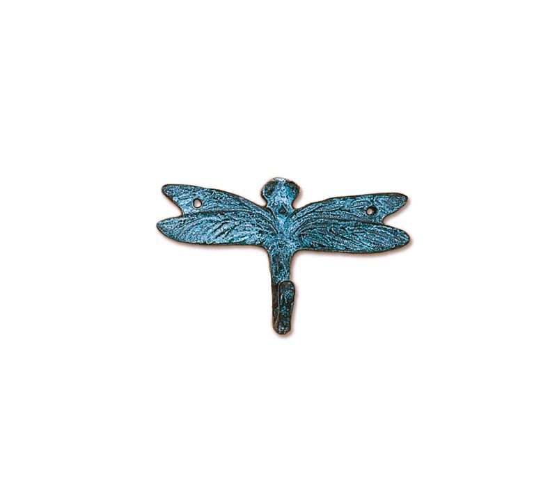   Verdi Green Verdigris Dragonfly Single Wall Mount Coat Hook  