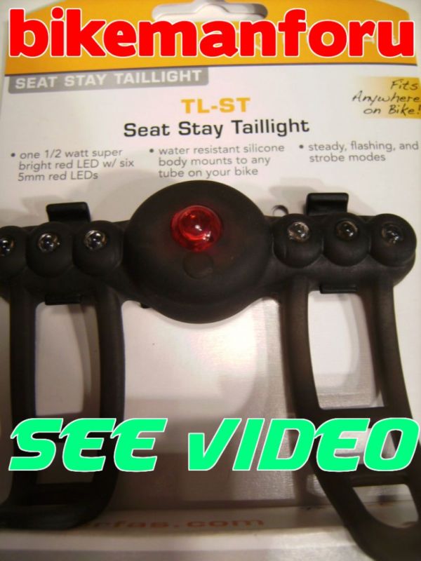 Bike Tail Light LED Serfas BLACK Silicone Fits Anywhere  