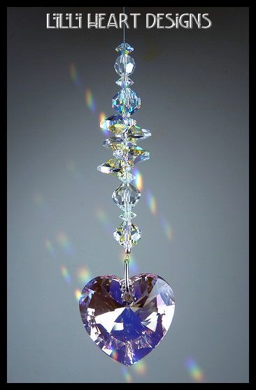   Crystal ROSALINE HEART RAINBOW MAKER SUN CATCHER With Aurora Borealis