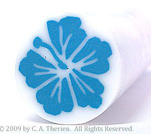 RAW Turquoise Hibiscus Polymer Clay Cane  