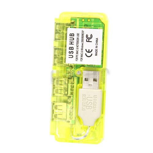 Port USB 2.0 HUB High Speed 480 Mbps PC Slim Yellow  