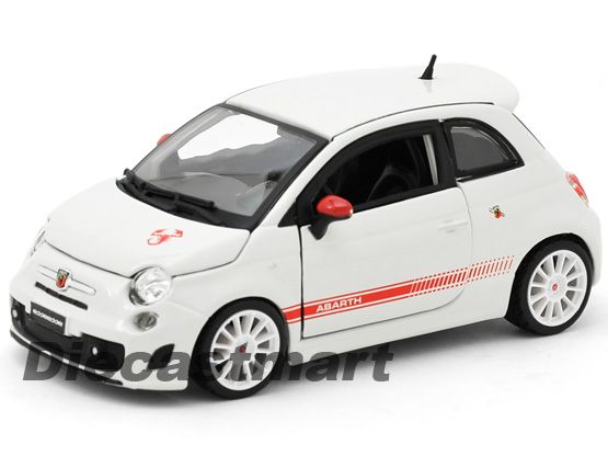 BbURAGO 124 FIAT 500 ABARTH ESSESSE NEW DIECAST MODEL CAR WHITE WHITE 