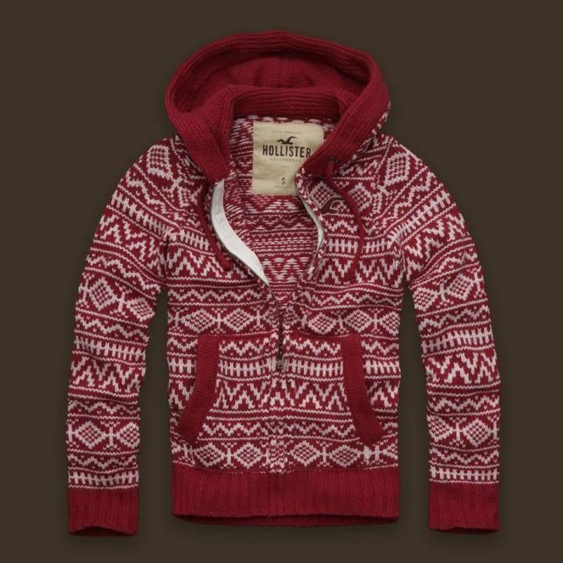 NWT Red Hollister Pier View Mens Sweater Hoodie Cardigan  