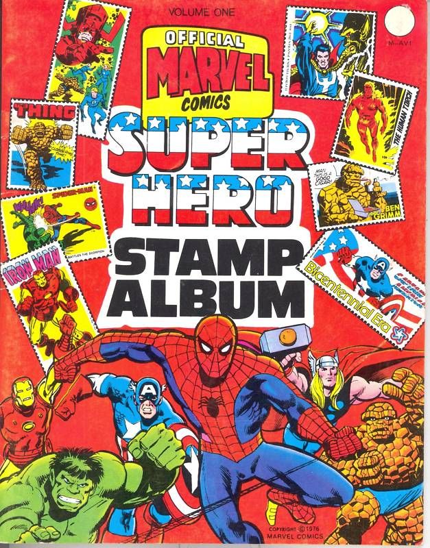 STAMP ALBUM 6 PK 1976 SUPERHERO SPIDERMAN HULK VF N  